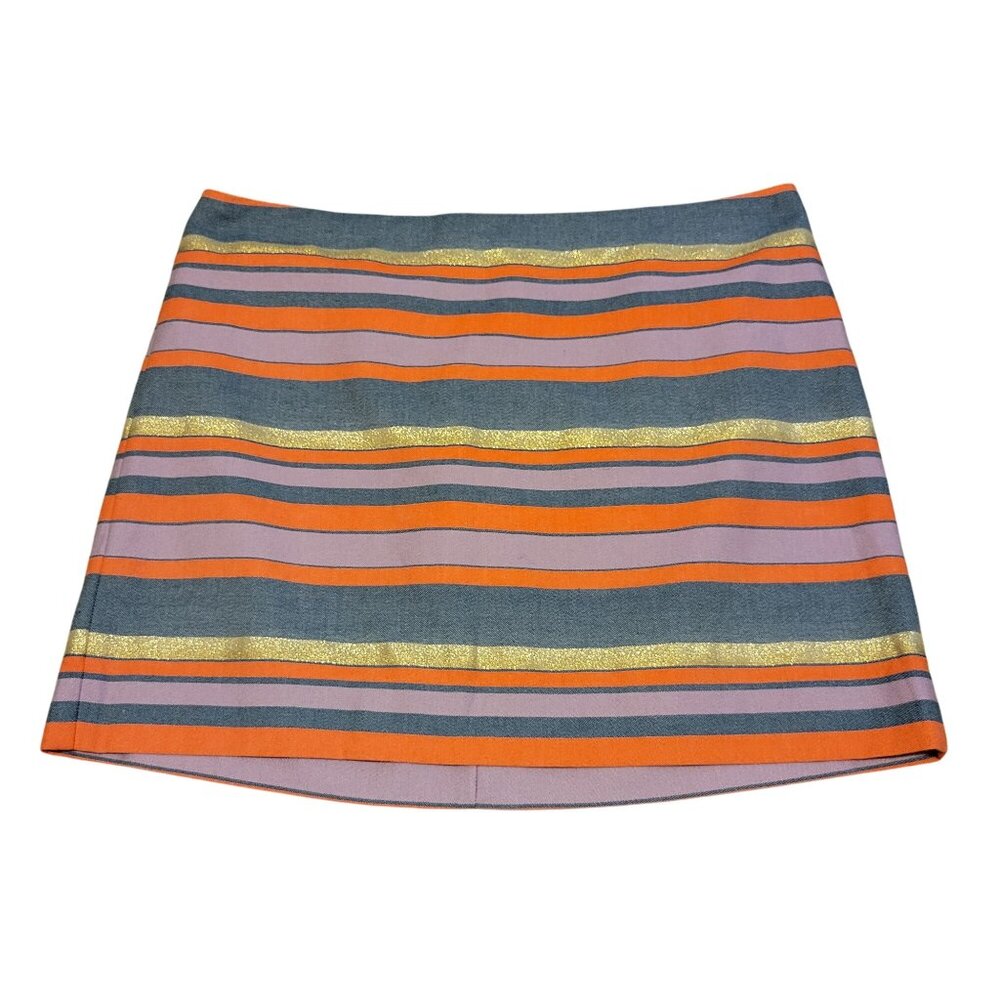 J.Crew Factory Striped Mini Skirt 12 Metallic Multicolor Fully Lined